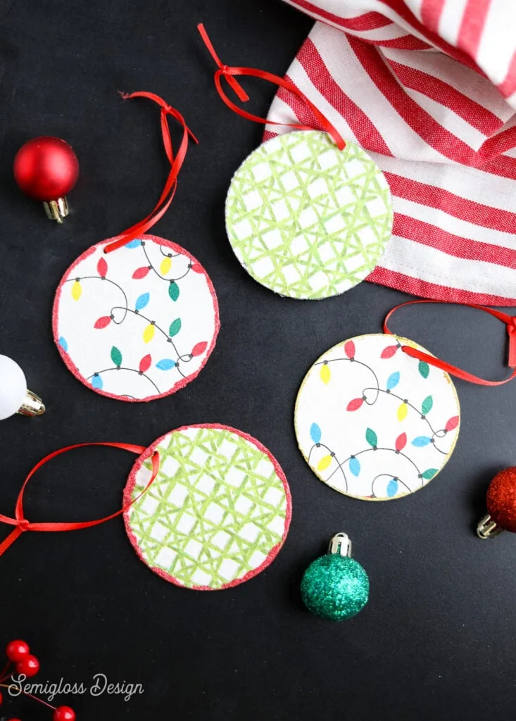 ornaments with christmas lights napkin decoupage