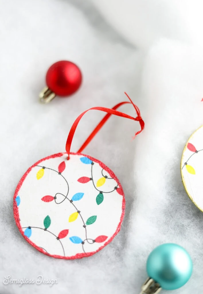 ornament with Christmas light napkin design