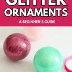 pink, red, and green glitter ornaments