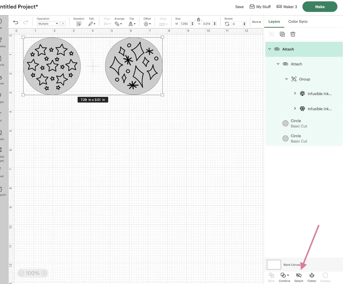 attaching layers in cricut design space