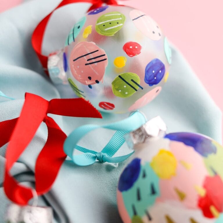 abstract painted glass ornaments