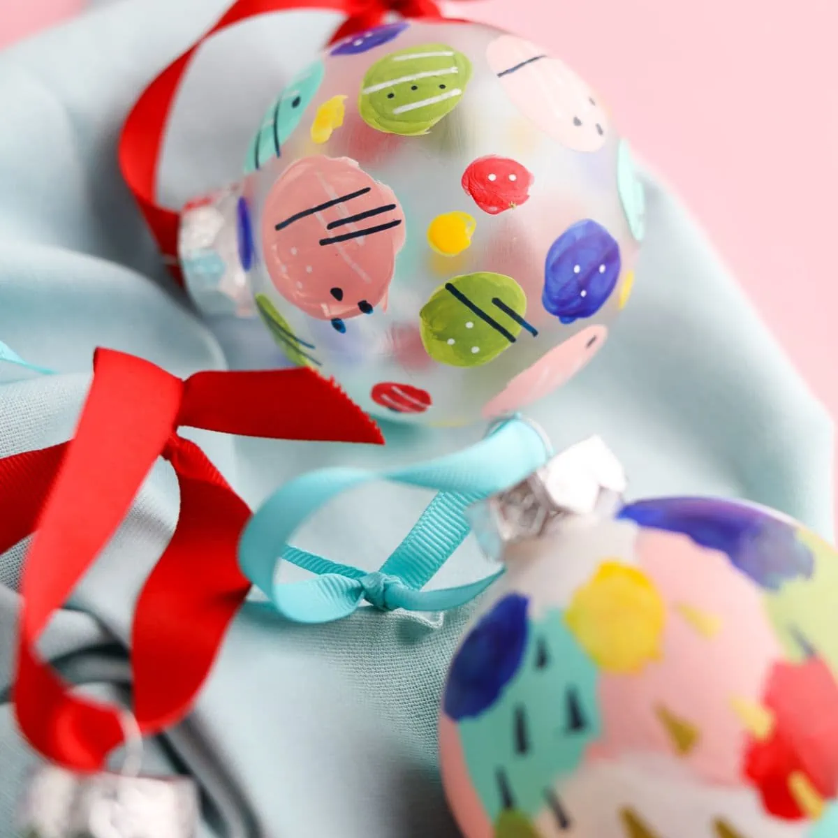 Abstract Painted Glass Ball Ornaments