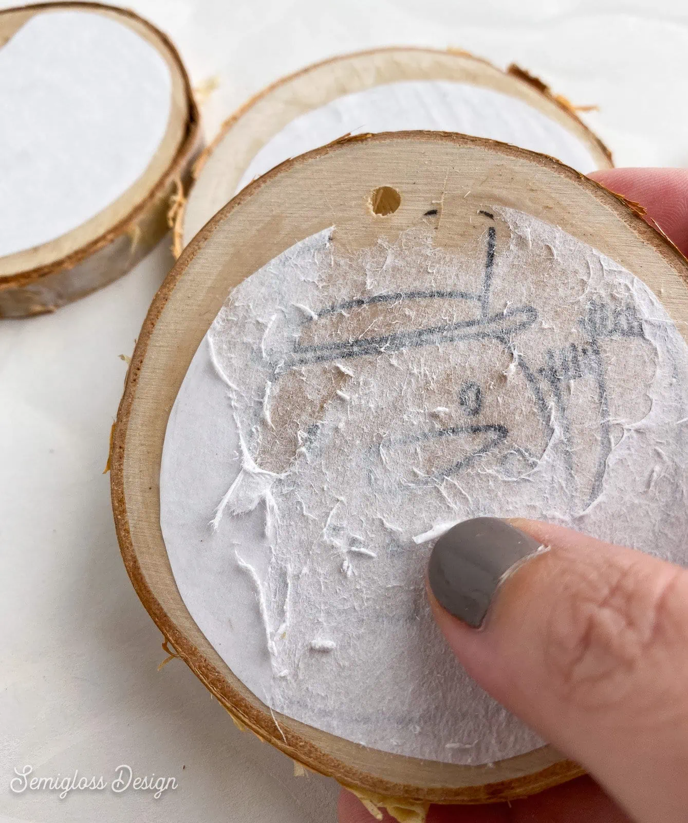 rubbing paper off of ornament