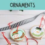 cute ornaments painted with Santa, elf, snowman, and reindeer