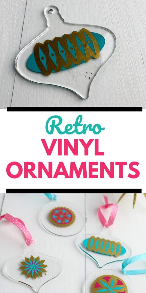 retro vinyl shapes on acrylic ornaments