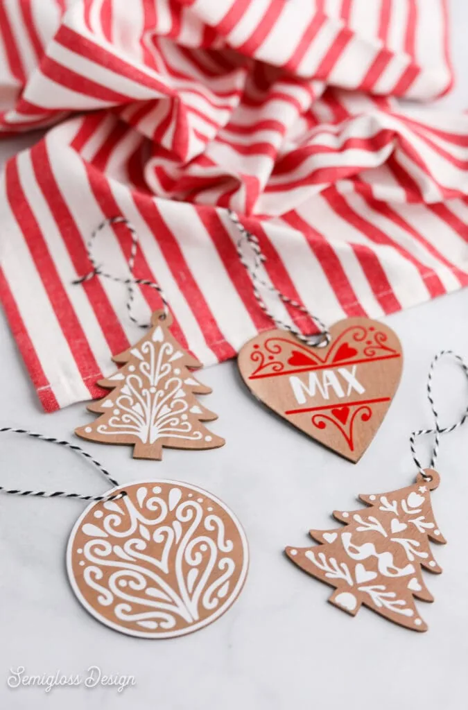 gingerbread cookie ornaments made with vinyl 