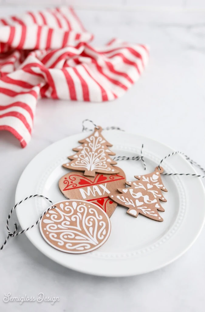 plate of gingerbread cookie ornaments