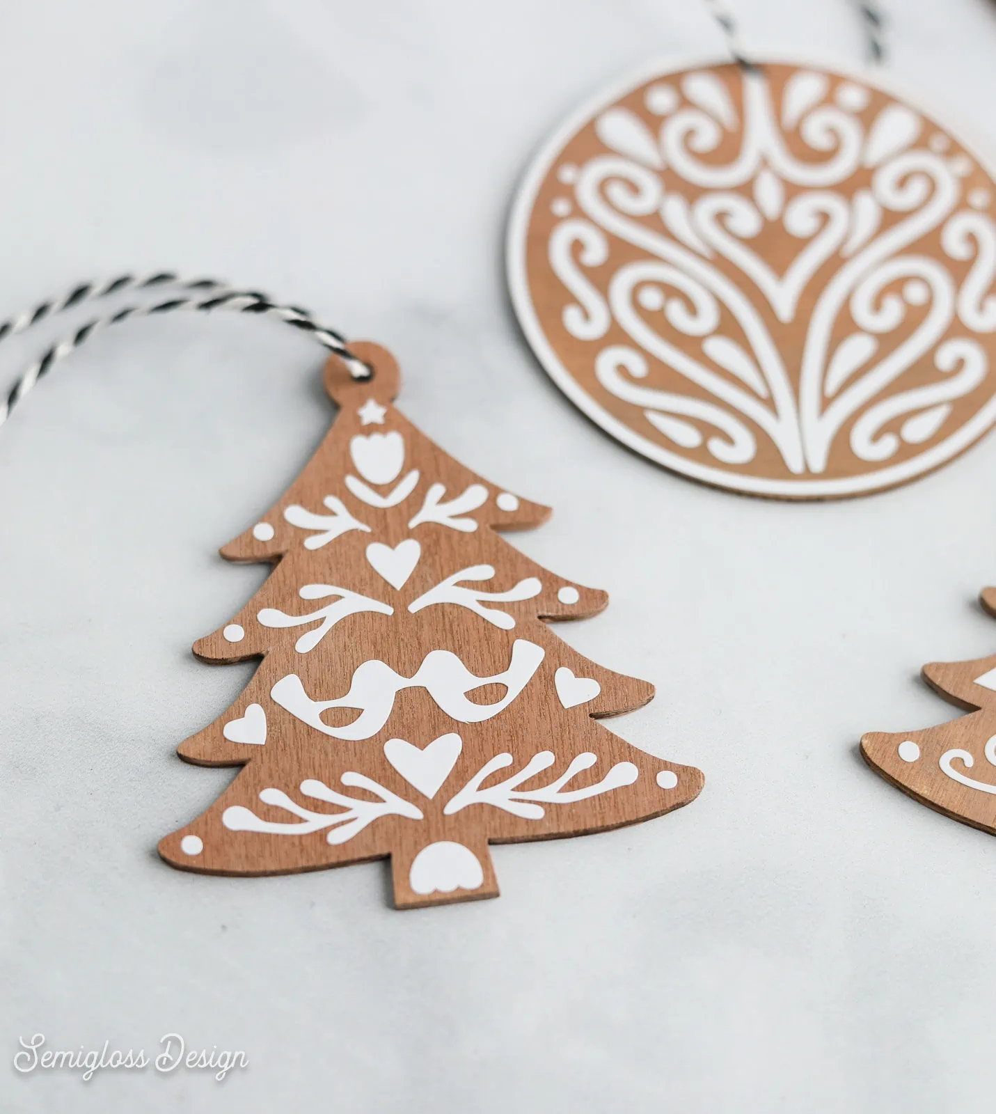 gingerbread tree ornament made with vinyl