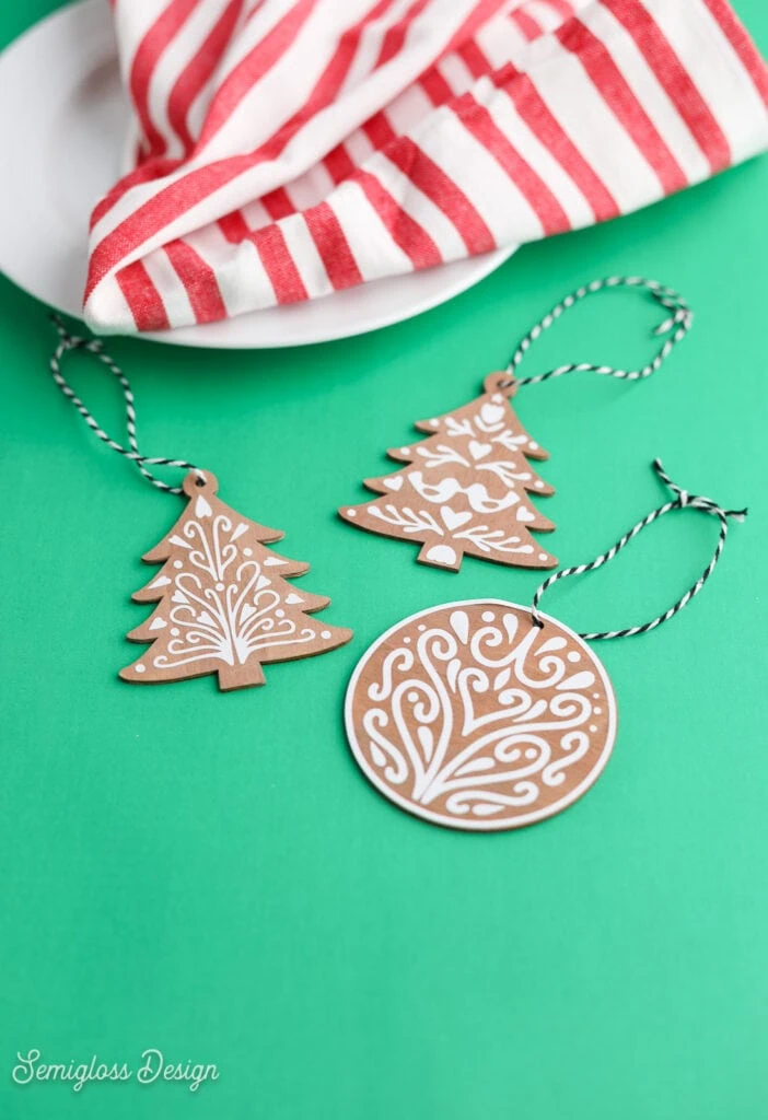 gingerbread ornaments on green background