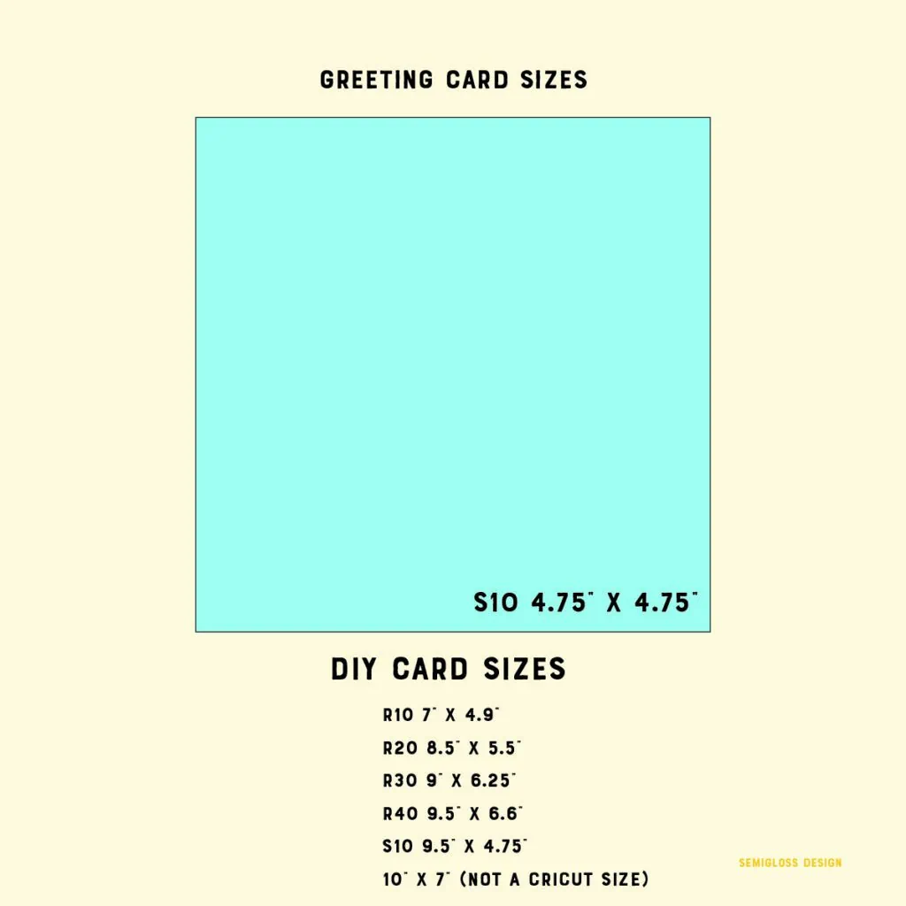 cricut card sizes