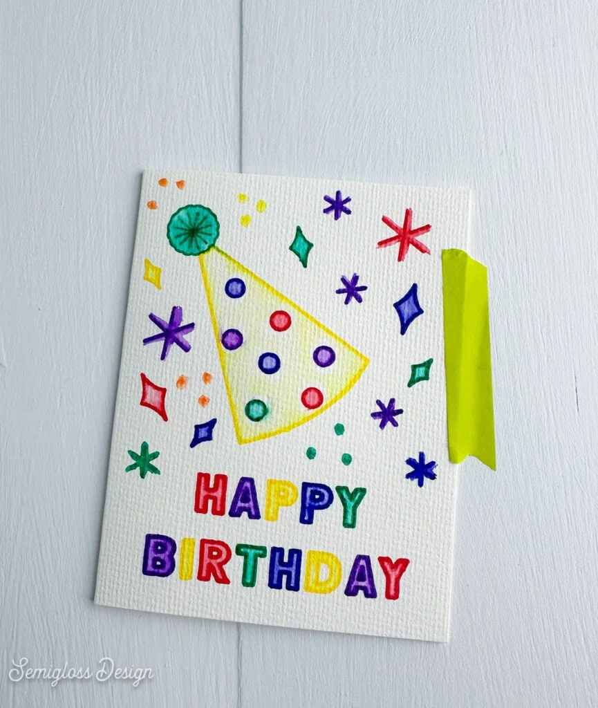 birthday card made with cricut watercolor markers