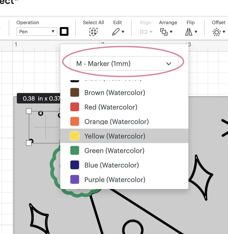 watercolor markers in cricut design space