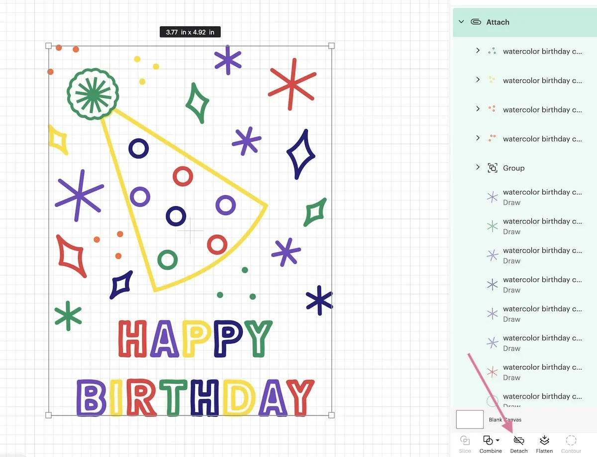 attaching elements in cricut design space