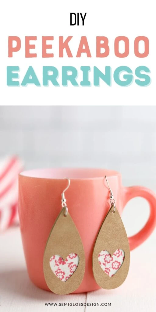 peekaboo earrings on pink coffee cup