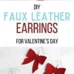 collage of heart and bow earrings made with faux leather