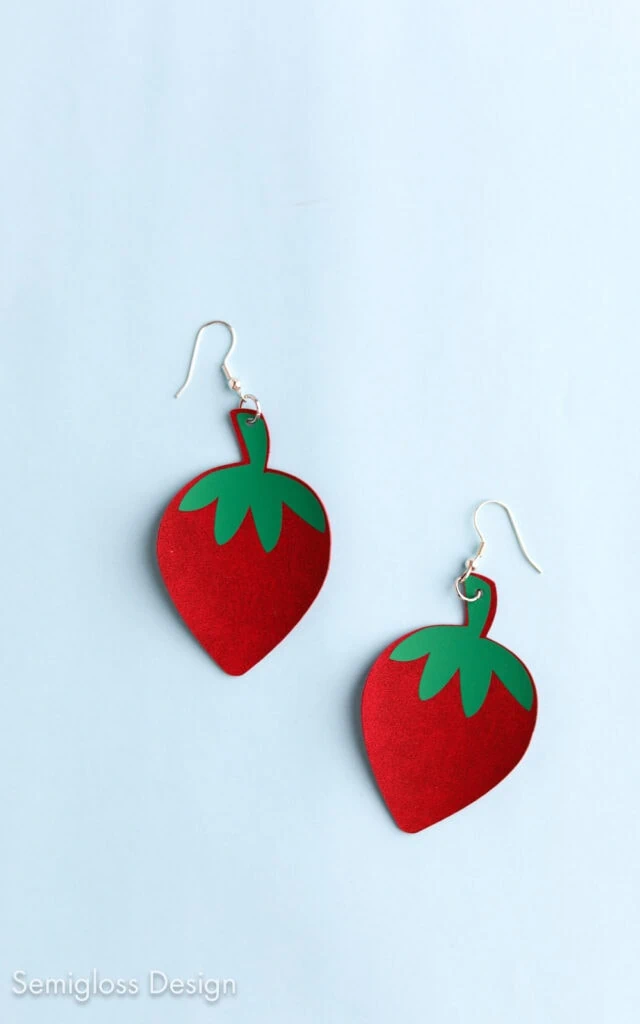 faux leather strawberry earrings