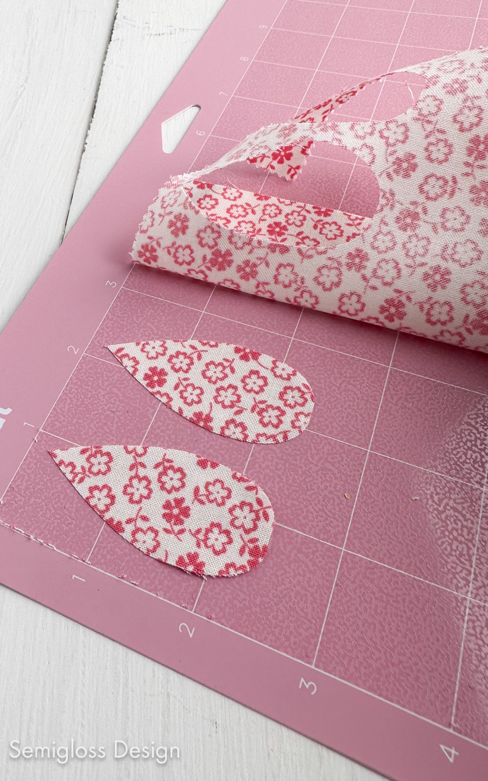 floral fabric cut on cricut mat