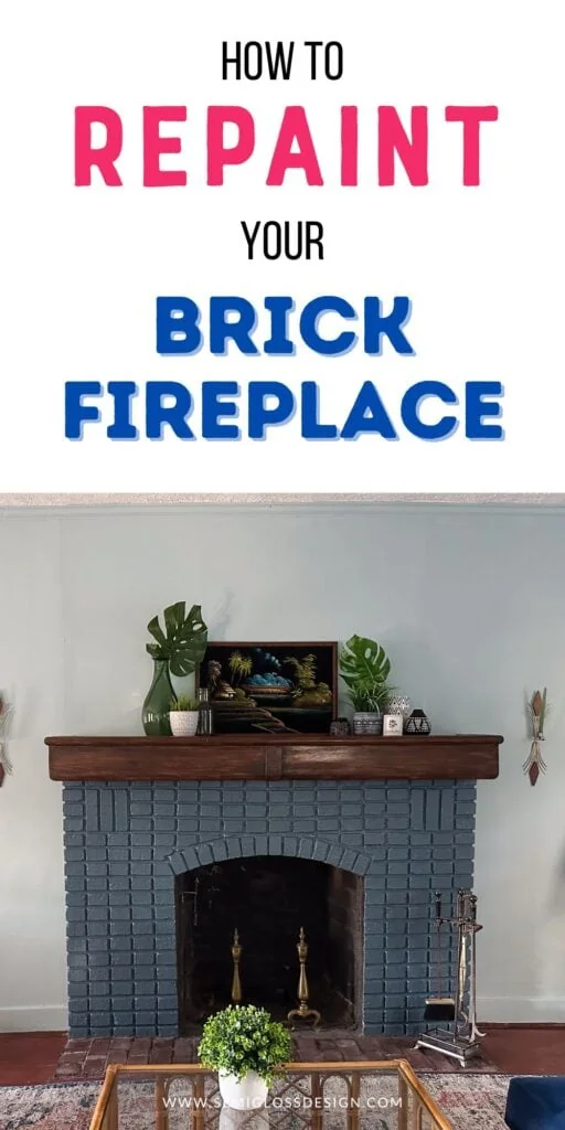 brick fireplace painted blue