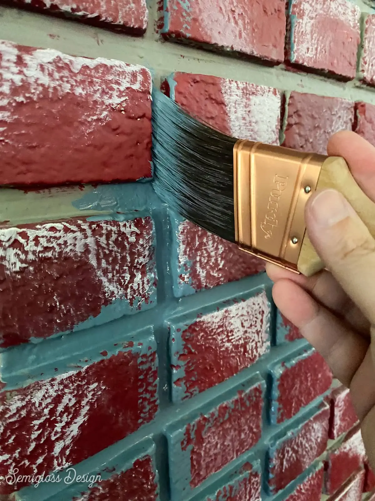 painting details on fireplace