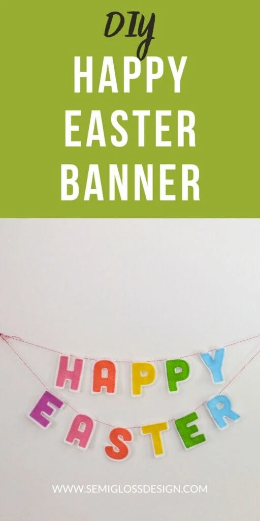 felt happy easter banner in pastel rainbow colors