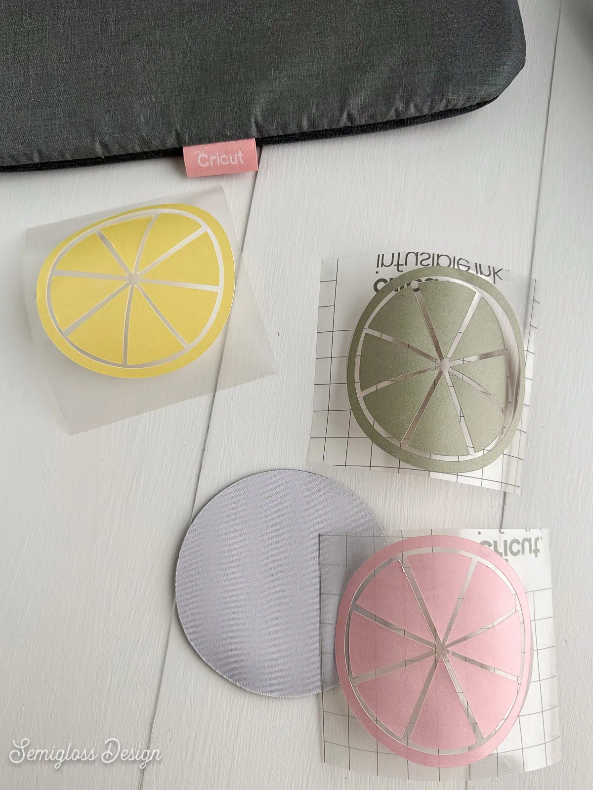 fruit shapes cut from infusible ink