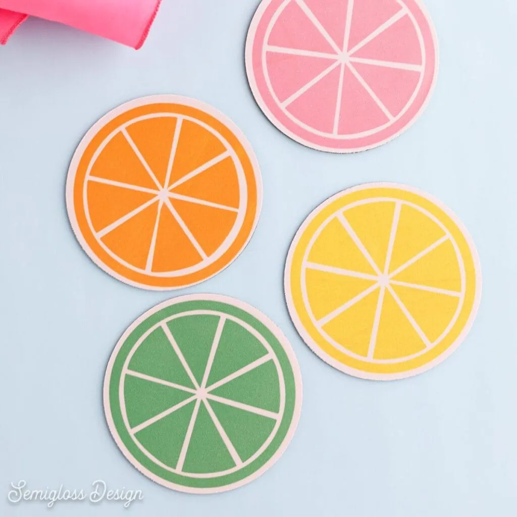 colorful fruit coasters
