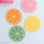 collage of infusible ink supplies and fruit coasters