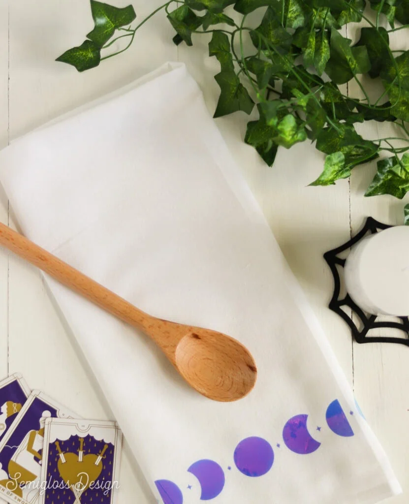 dish towel with moon phase design