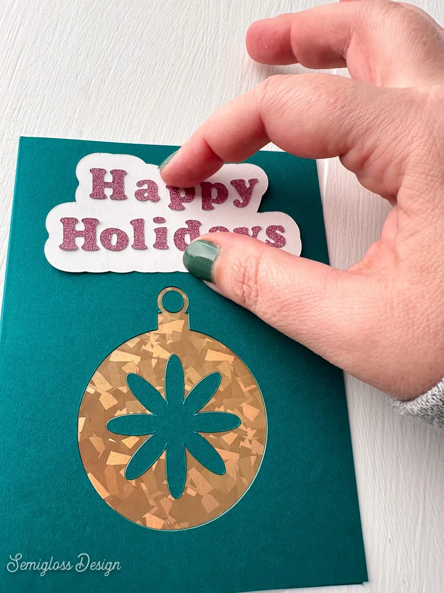 attaching lettering to card