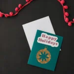 cricut cutaway card with gold ornament design