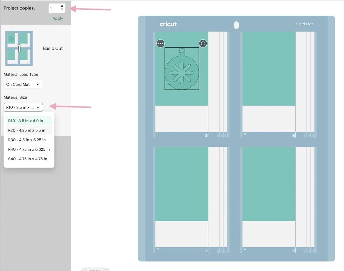 cricut card mat setup for cutaway card