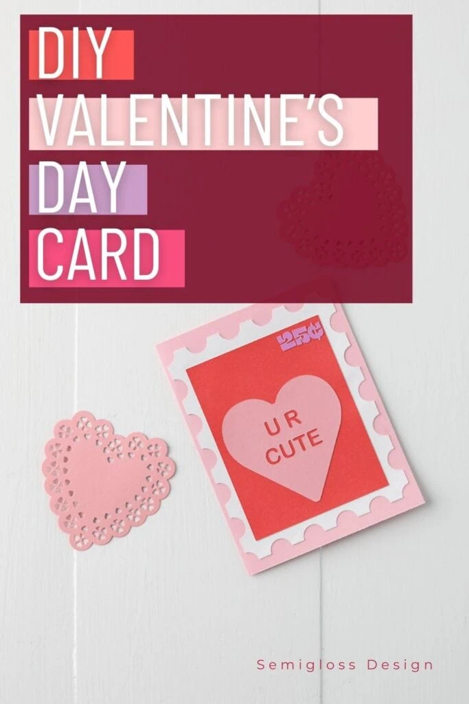 card with stamp design of conversation heart