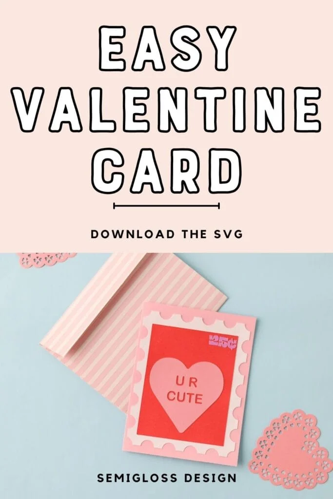 handmade card featuring postage stamp design with conversation heart.