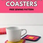 coffee mug sitting on quilted coasters