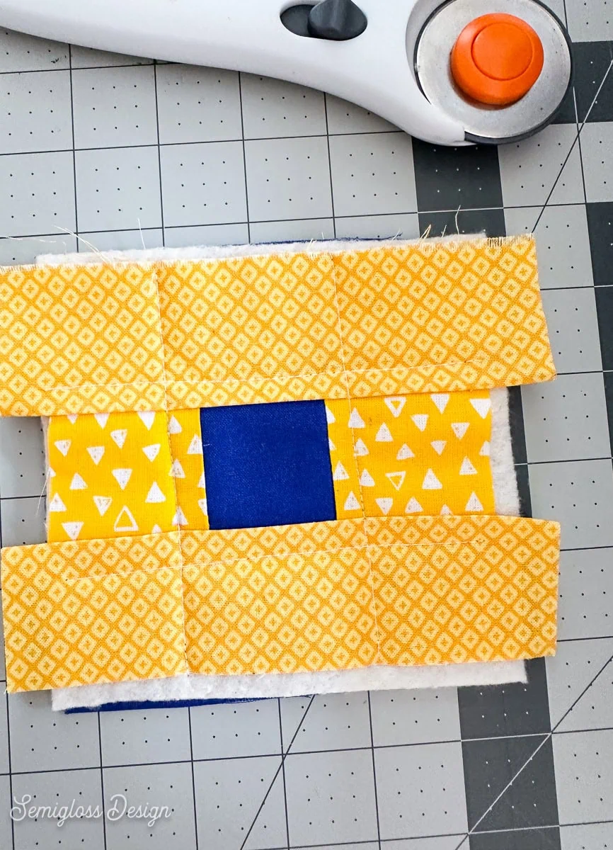 quilting on patchwork coaster