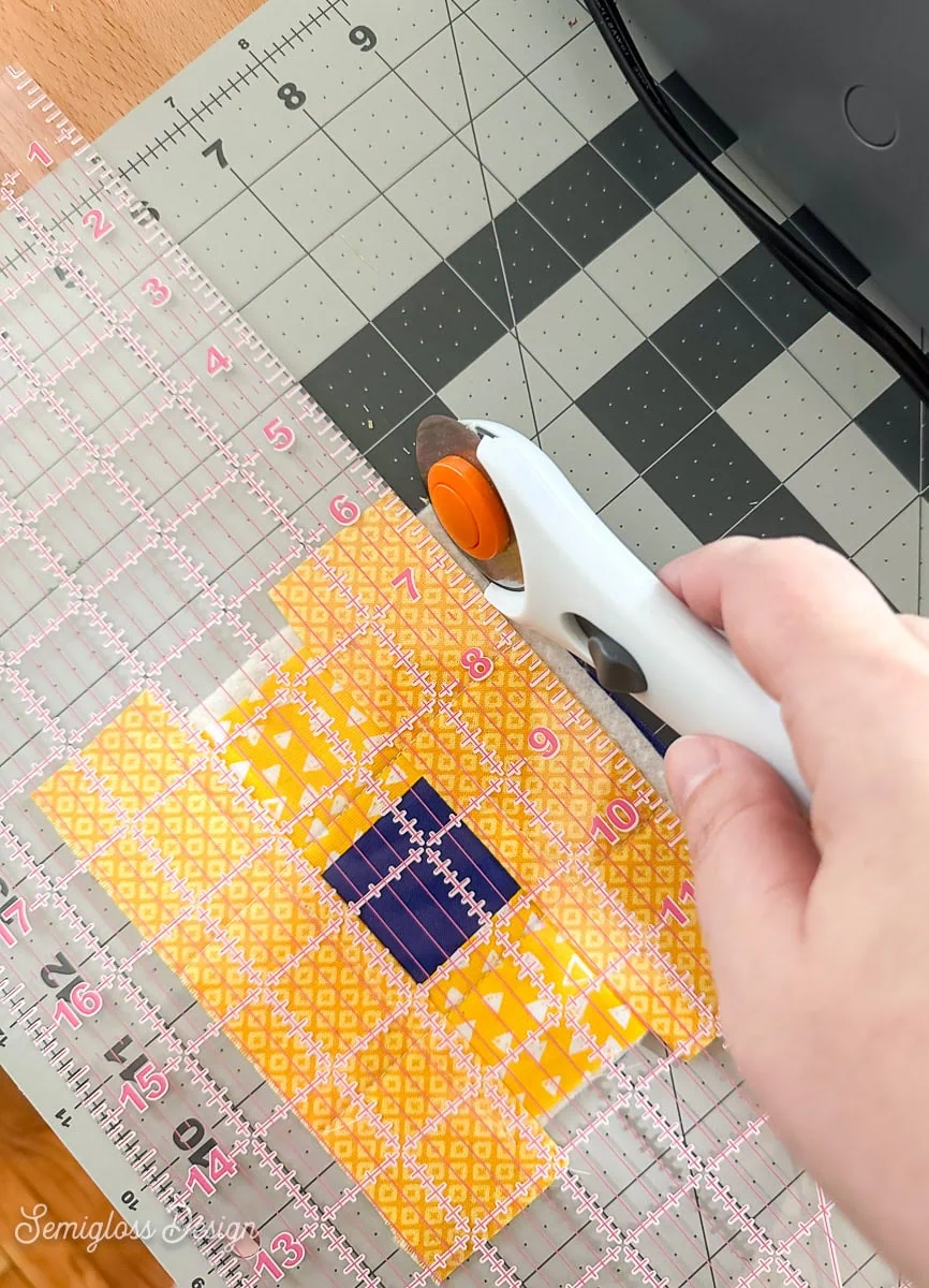quilted coaster, trimmed
