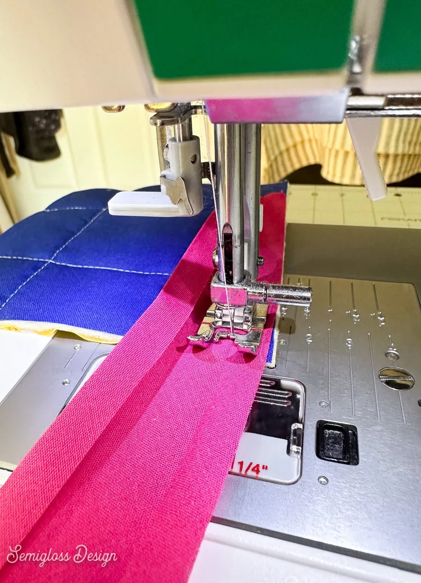 sewing bias tape to coaster