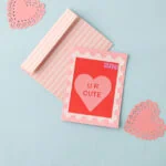 handmade card for Valentine's day featuring stamp design and heart