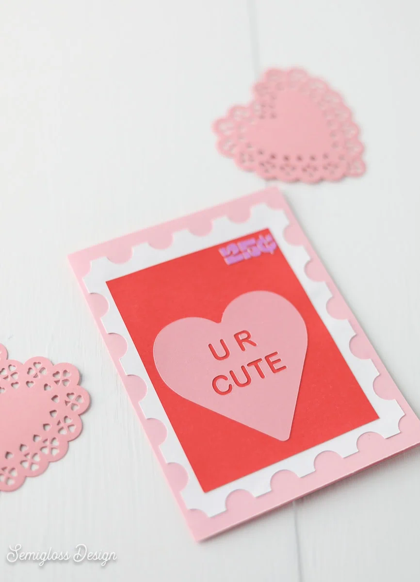 valentine's day card that says "U R Cute"