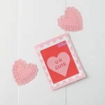 cute DIY card made with cardstock featuring stamp design and conversation heart