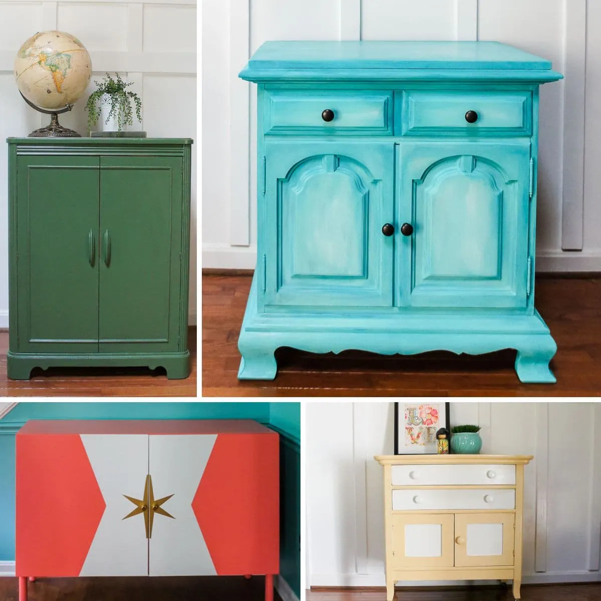 collage of colorful furniture pieces