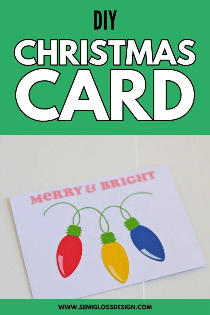 card with paper Christmas light bulbs