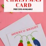 card with paper Christmas lights