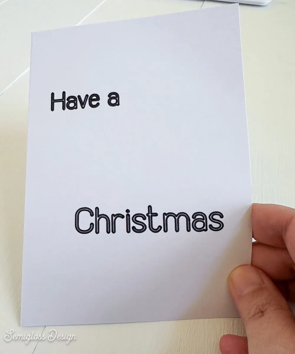card with text written with cricut pen