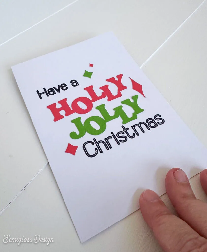 diy christmas card with cut paper details and cricut writing
