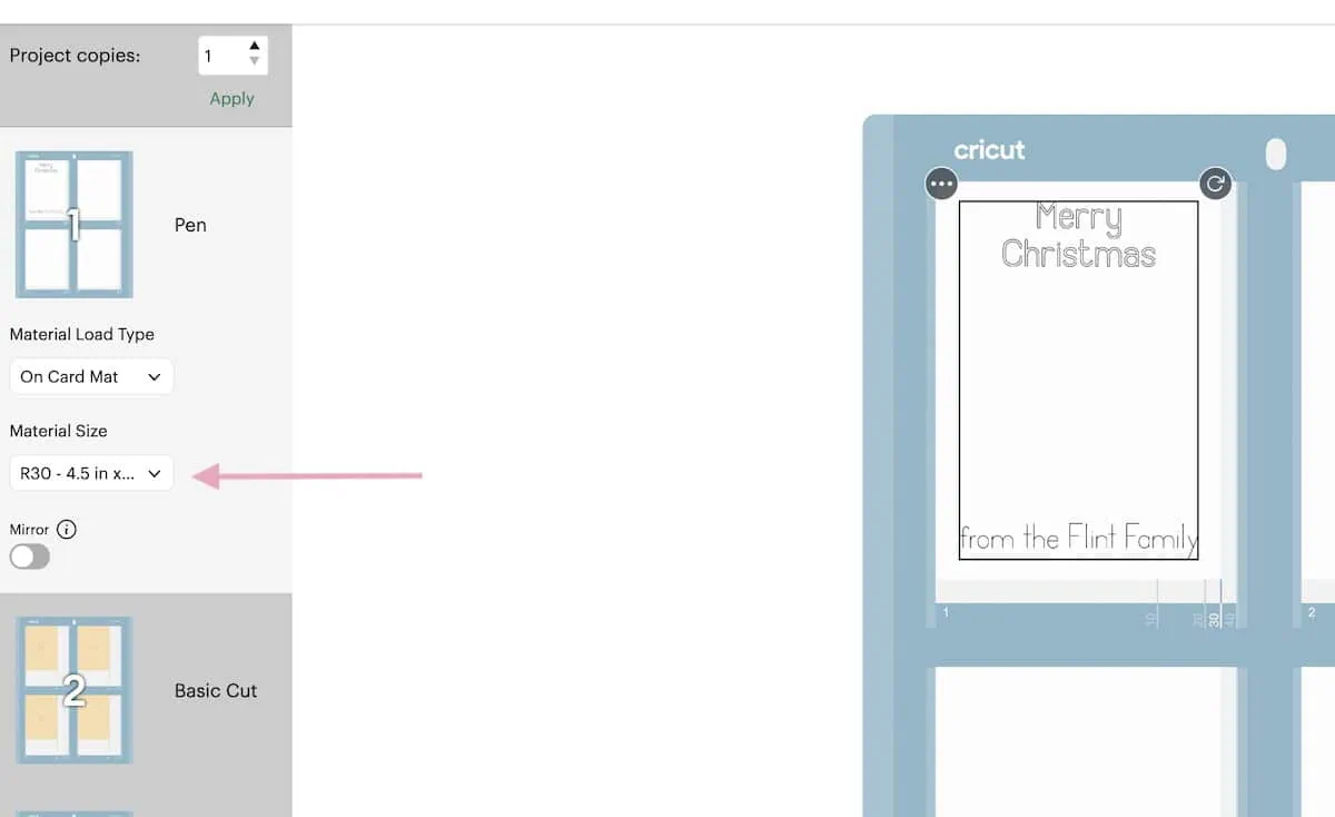 changing card size in cricut design space