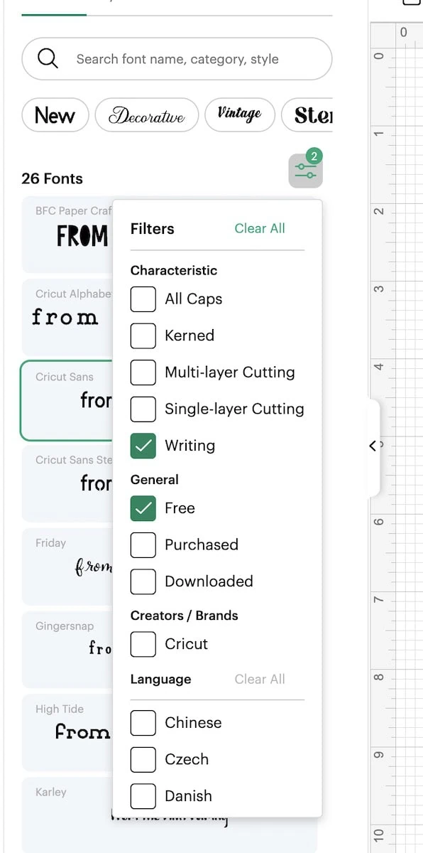 changing font preferences in cricut design space