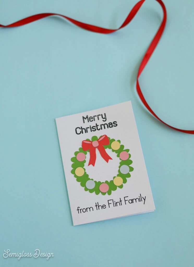 personalized wreath Christmas card