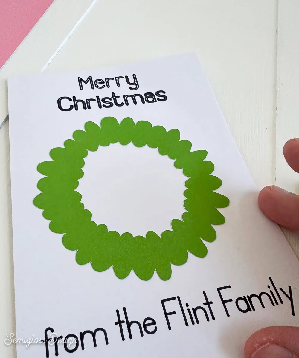 adding wreath to card