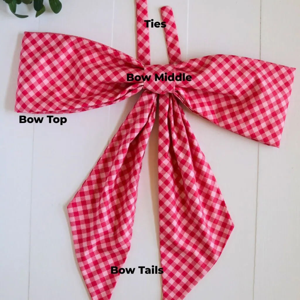 bow parts labeled for sewing instructions